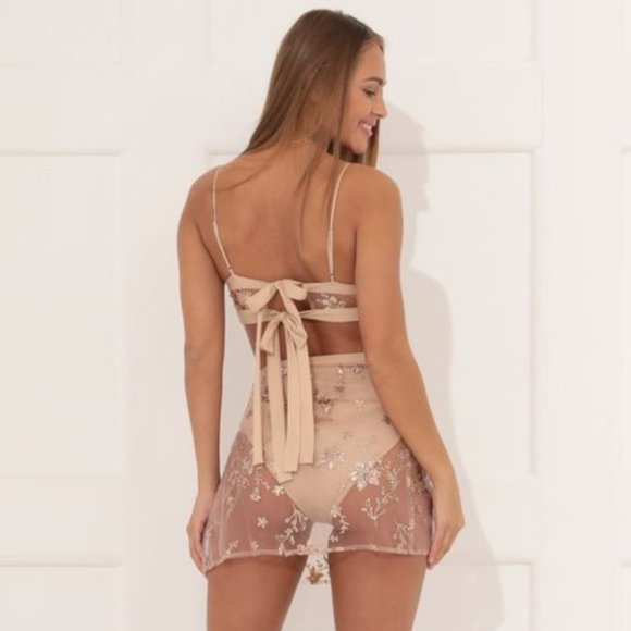 NWOT Party Girl Glitter Mesh Set in Gold XS - Picture 10 of 10